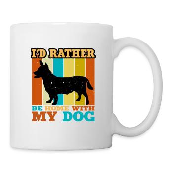 Lancashire Heeler Hund Liebe Silhouette Retro Sonnenuntergang - Tasse - Weiß - Rechts