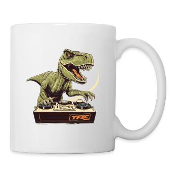 Cool T-Rex DJ avec table de mixage et station de boucle - Mug blanc - blanc - Droite
