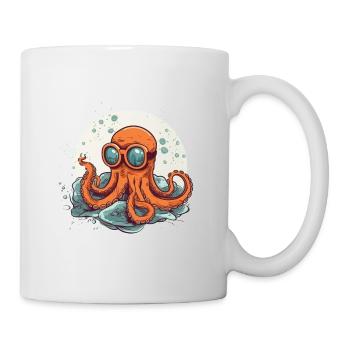 Nerdy Comic Octopus with Glasses - Mug - white - Right