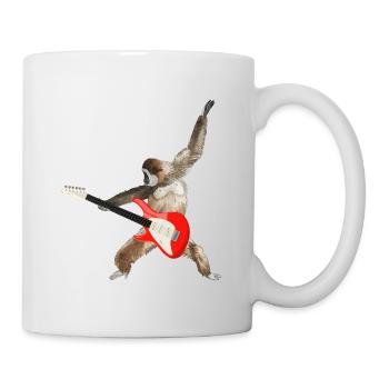 Affe Weißbartgibbon E-Gitarre lets rock - Tasse - Weiß - Rechts