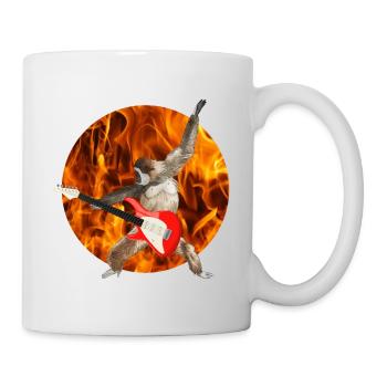 Affe Weißbartgibbon E-Gitarre Feuer lets rock - Tasse - Weiß - Rechts