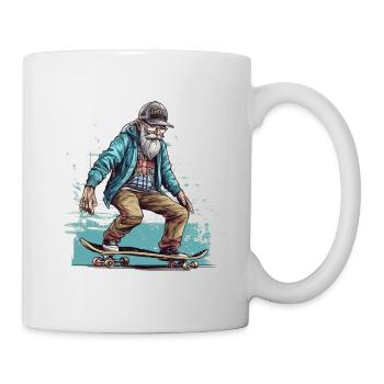 Cooler älterer Mann als Skater Hipster mit Mütze - Tasse - Weiß - Rechts