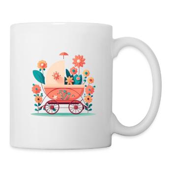 Blumiger Kinderwagen 6 - Tasse - Weiß - Rechts
