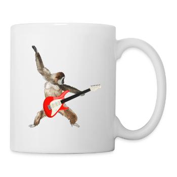 Affe Weißbartgibbon E-Gitarre lets rock - Tasse - Weiß - Rechts