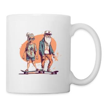 Couple plus âgé cool en tant que hipster skater - Mug blanc - blanc - Droite