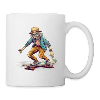 Cool bestager avec skateboard et chapeau hipster - Mug blanc - blanc - Droite