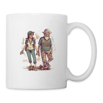 Cooles älteres Paar als Longboard Skater Hipster - Tasse - Weiß - Rechts