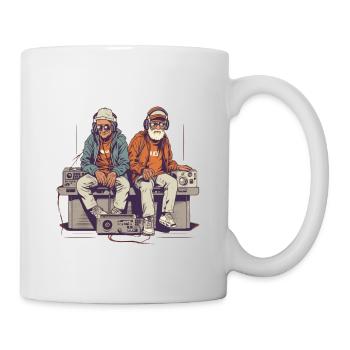 Zwei coole ältere Herren hängen ab - Hipster Style - Tasse - Weiß - Rechts