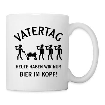 Vatertag – Bier Im Kopf (Bollerwagen / B) - Tasse - Weiß - Rechts