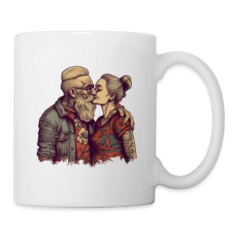 Cool Best Ager baisers de couple avec tatouages - Mug blanc - blanc - Droite