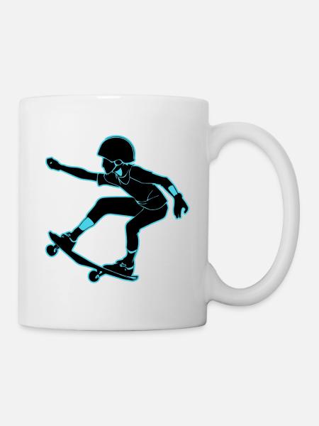 Skateboard Madchen Junge - Tasse - Weiß