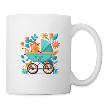 Blumiger Kinderwagen 9 - Tasse - Weiß - Rechts