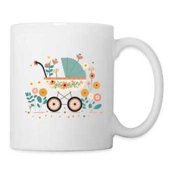 Blumiger Kinderwagen 8 - Tasse - Weiß - Rechts