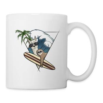 Surf Holiday Llama & Sloth Surfboard Wave Palm Trees - Mug - white - Right