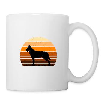 Berger Picard Hundeliebhaber Silhouette Vintage Sonnenuntergang - Tasse - Weiß - Rechts