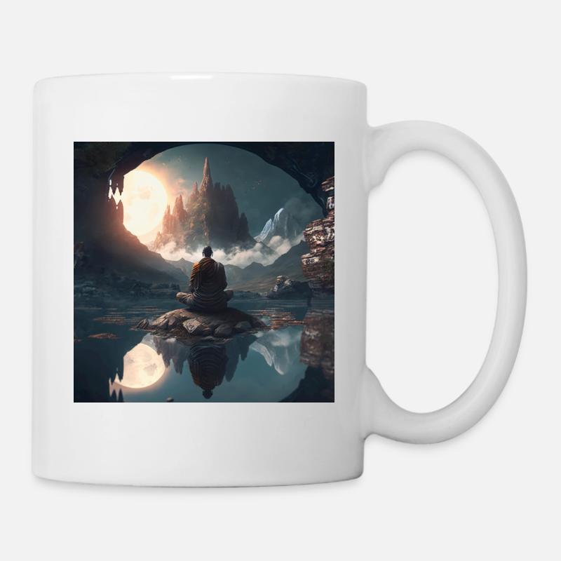 Moine en méditation - Mug blanc - blanc