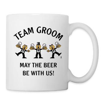 Team Groom (Karikatur / Bier mit uns / 3C / B) - Tasse - Weiß - Rechts