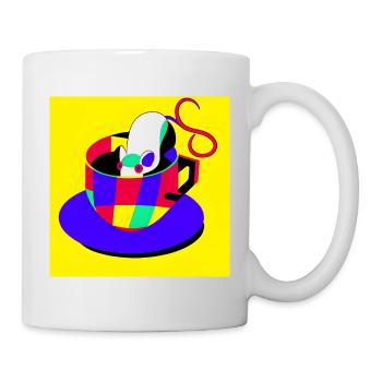 Maus die Kaffee trinkt - Tasse - Weiß - Rechts