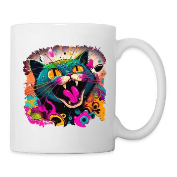 Katze im Graffiti Stil - Tasse - Weiß - Rechts