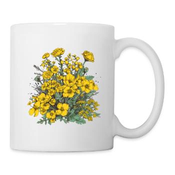 Beau bouquet d’herbier de fleurs bohèmes jaune - Mug blanc - blanc - Droite