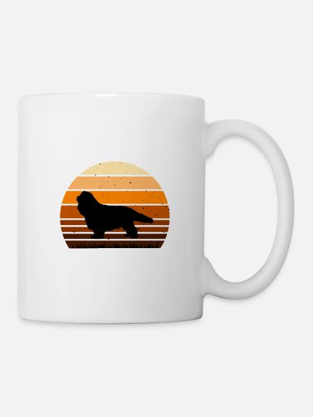 Cavalier Dog Lover Silhouette Vintage Sunset - Kop/krus - hvid
