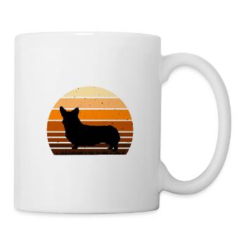Corgi Dog Silhouette Vintage Sunset for Dog Lovers - Mug - white - Right