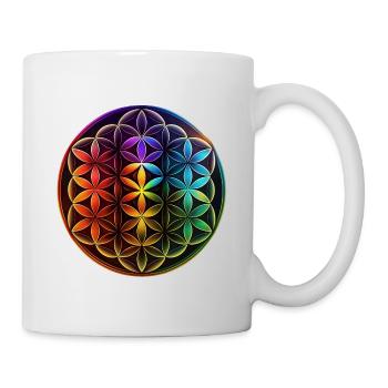 Blume des Lebens Regenbogen Symbol Meditation - Tasse - Weiß - Rechts