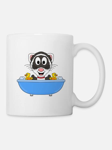 BADEWANNE - FRETTCHEN - TIER - KIND - BABY - Tasse - Weiß