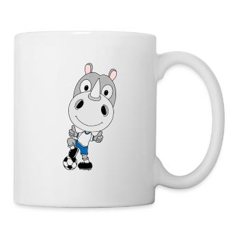 FUßBALL - SPORT - NASHORN - TIER - KIND - BABY - Tasse - Weiß - Rechts