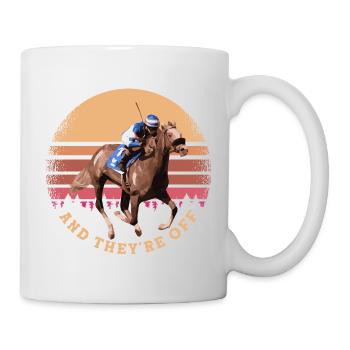 And They're Off - Funny Horse Racing at Vintage - Mug - white - Right