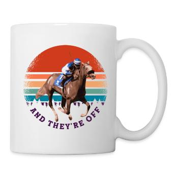 Drôle de chemise de course de chevaux au coucher du soleil vintage et - Mug blanc - blanc - Droite