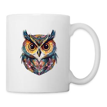 Hibou Floral Pastel Couleurs, Coloré, Style Cartoon - Mug blanc - blanc - Droite
