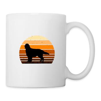 Flat Coated Retriever Dog Silhouette Retro Sunset - Mug blanc - blanc - Droite
