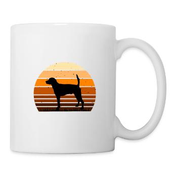 Englisch Foxhound Hund Liebhaber Silhouette Retro Sonnenuntergang - Tasse - Weiß - Rechts
