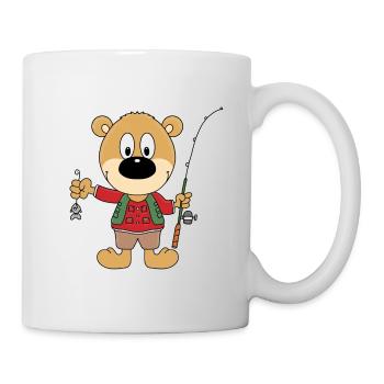 BÄR - TEDDY - ANGLER - ANGELN - FISCHER - TIER - Tasse - Weiß - Rechts
