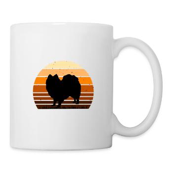 Indischer Spitz Hund Liebhaber Silhouette Vintage Sonnenuntergang - Tasse - Weiß - Rechts