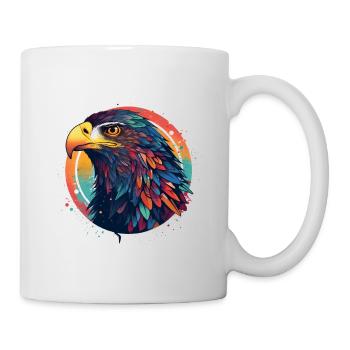 Eagle colorful in a circle, polygon - Mug - white - Right
