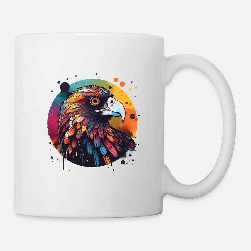Adler Bussard rund bunt - Tasse - Weiß