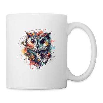 Hibou grand-duc coloré de manière réaliste - Mug blanc - blanc - Droite
