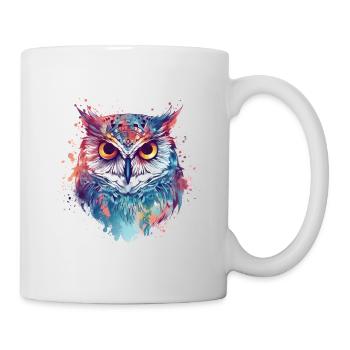 Eagle owl evil eye colorful - Mug - white - Right