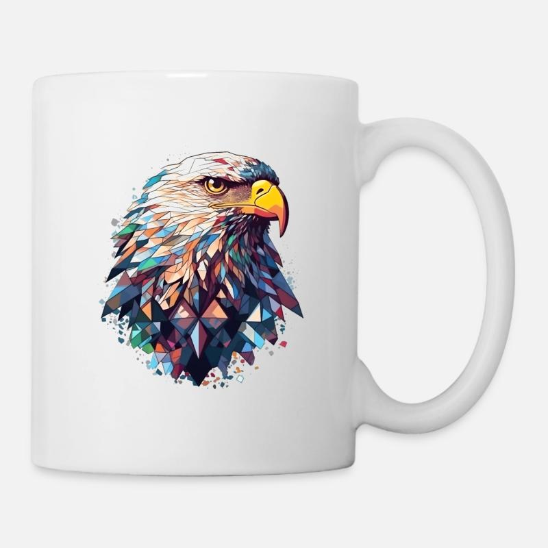 Adler polygon bunt - Tasse - Weiß
