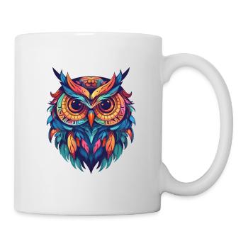 Hibou de style indépendant avec des plumes colorées - Mug blanc - blanc - Droite