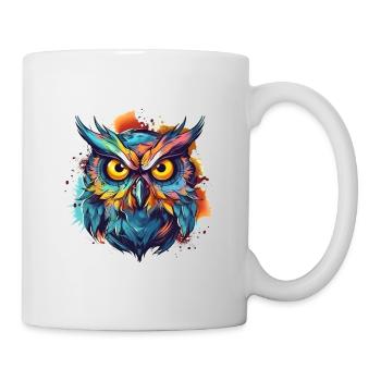 Colorful owl in cartoon style boho indie - Mug - white - Right