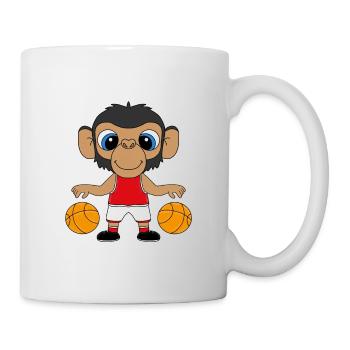 AFFE - BASKETBALL - SPORT - TIER - KIND - BABY - Tasse - Weiß - Rechts