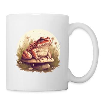 Toad sitting on a mushroom nature frog design - Mug - white - Right