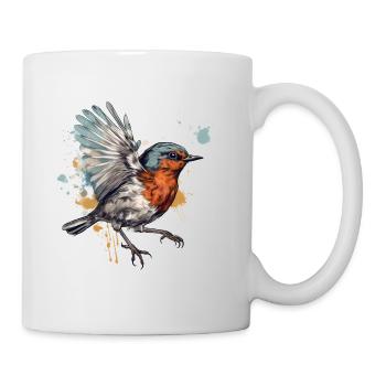 Éclaboussure de couleur de rouge-gorge volante - Mug blanc - blanc - Droite