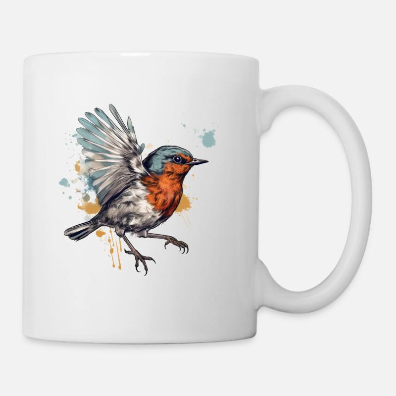 Éclaboussure de couleur de rouge-gorge volante - Mug blanc - blanc