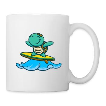 Süße Schildkröte auf dem Surfbrett - Tasse - Weiß - Rechts