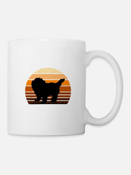 Maltipoo Hundeliebhaber Silhouette Vintage Sonnenuntergang - Tasse - Weiß