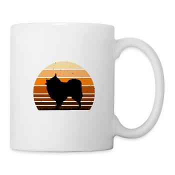 Volpino Italiano Hundeliebhaber Silhouette Retro Sunset - Tasse - Weiß - Rechts